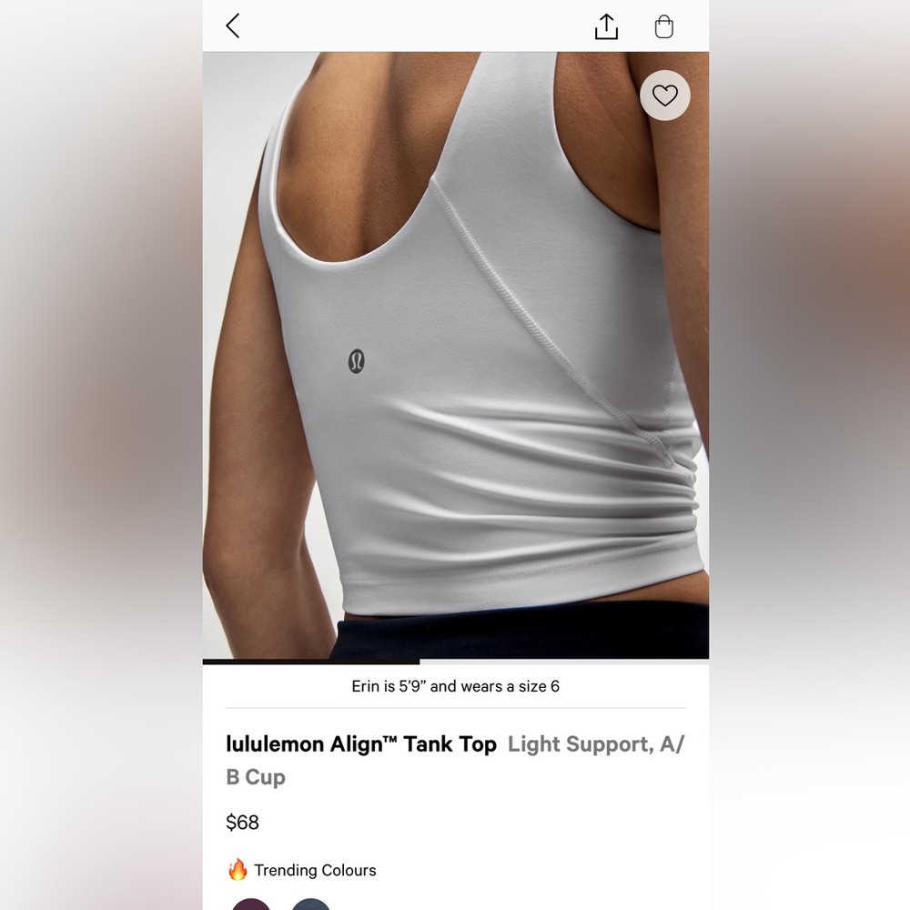 lululemon athletica white Tank Top